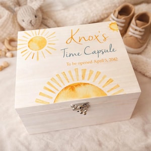 Personalised wooden keepsake box, memory, baby shower gift, newbornx, baby gift, child gift, christening, rainbow, clouds, weather