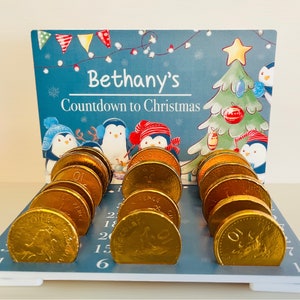 Chocolate coin advent calendar, personalised advent calendar, chocolate calendar, Christmas calendar, Christmas countdown, Xmas gift for kid