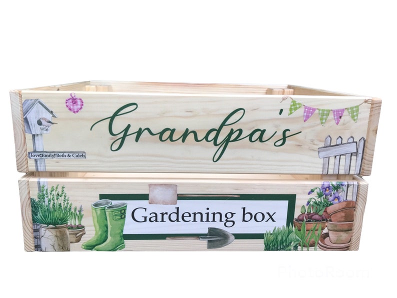 Personalised gardening box, gardener, gardening gift, garden lover, Grandparent gift, Dad gift, Mum gift, gardening tools, garden box, plant Pine