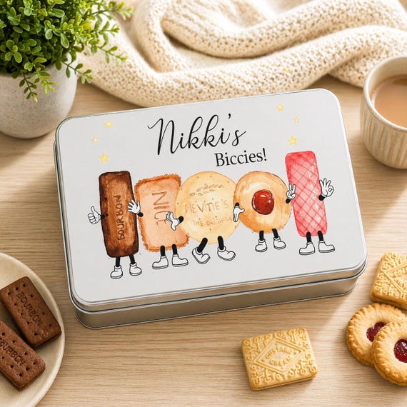 Personalised biscuit tin, biscuits, cookies, girlfriend, gift for her, him, Mother's Day, Father's Day, Mum, Dad, Grandparent, Grandma, Gran