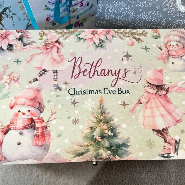 Caja personalizada de Nochebuena, caja de Nochebuena, Nochebuena, caja de Navidad, caja de Navidad, regalo para niños pequeños, regalo de Navidad, Papá Noel, Navidad
