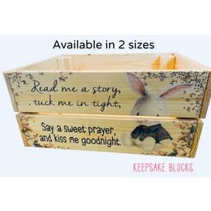 Bücherkiste, Spielzeugkiste, Teddy, Babygeschenk, Kinder, Bücheraufbewahrung, Hase, Kleinkind, Taufe, Geburtstag, Neugeborenen, Babyparty