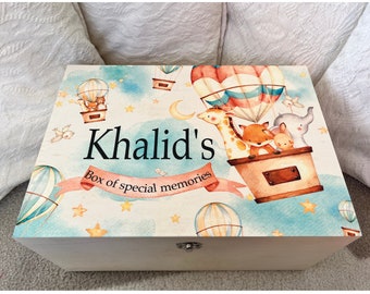 Personalised wooden keepsake box, memory, children, baby, gift, christening, birthday, newborn, new arrival, for her him, pregnant, mum, dad