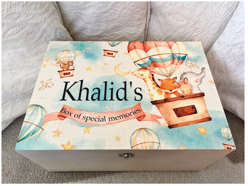 Personalised wooden keepsake box, memory, children, baby, gift, christening, birthday, newborn, new arrival, for her him, pregnant, mum, dad image 1