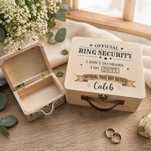 Personalised Ring Security Box, Page Boy Suitcase, Ring Bearer Box, Funny Wedding, Ring Holder, Keepsake, Custom, Pageboy Gift, Best man