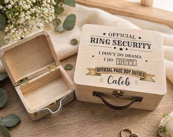 Personalised Ring Security Box, Page Boy Suitcase, Ring Bearer Box, Funny Wedding, Ring Holder, Keepsake, Custom, Pageboy Gift, Best man
