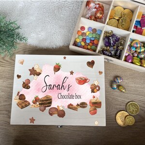 Chocolate box,  6 compartment, Sweets, Treat tin, Gift for her, him, Chocolate lover present, Mothers Day, Valentine&#39;s Day, birthday, Mum