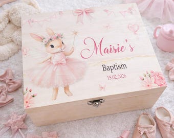 Personalised Ballerina Rabbit keepsake box, memory, bunny, child, baby shower, toddler, gift, christening , birthday, first, newborn, dancer