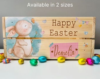 Personalised Easter box, crate, sweets, gift, kids present, Easter eggs, lambs, bunny, rabbit, daughter, son, grandchild, first, for her him