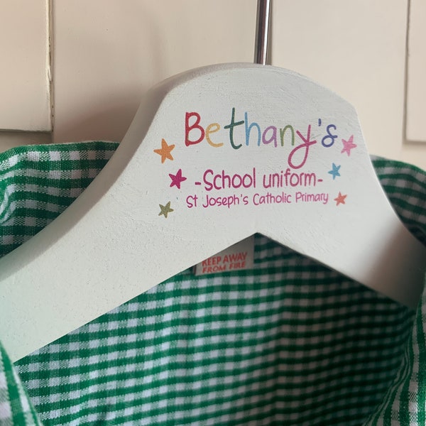 Personalised school uniform hanger, starting school, coat hanger, keepsake, first day of school, schoolie, pre-school, nursery, kindergarden