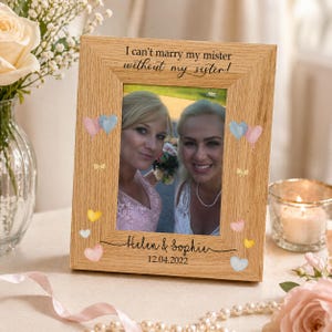 Solid oak personalised bridemaid photo frame, wedding, bribe, maid of honour, honor proposal, bridesmaid gift, sister