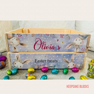 Personalised Easter box, Easter crate, sweet box, Easter gift, kids Easter gift, Easter present, Easter eggs, Easter, lambs, bunny, rabbit