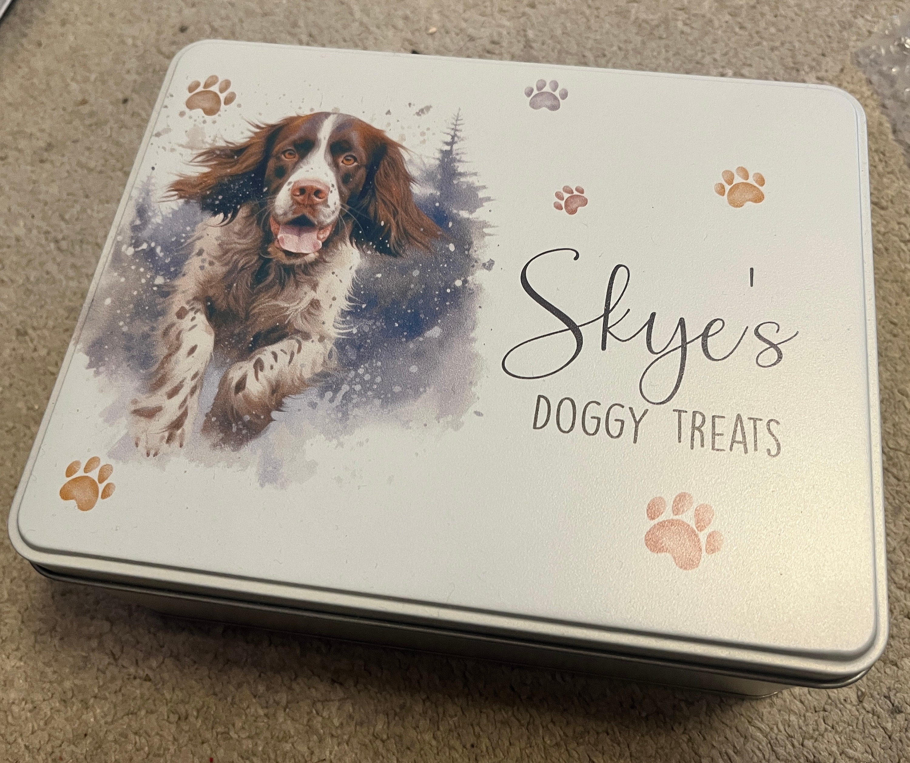 Spaniel Dog Treat Tin, Dog Biscuit Tin, Gift for Her, Gift for Him