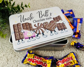 Personalised chocolate tin, chocolate, treat, girlfriend, gift for her, him, Mothers Day, Fathers Day, Mum, Dad, biscuits, sweets, Granny