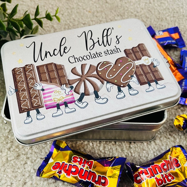 Personalised chocolate tin, chocolate, treat, girlfriend, gift for her, him, Mothers Day, Fathers Day, Mum, Dad, biscuits, sweets, Granny