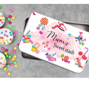 Personalised sweet Tin, sweeties, treat, girlfriend, Valentines, gift for her, him, Mother's Day, Father's Day, Mum, Dad Pink