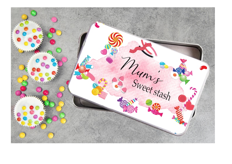 Personalised sweet Tin, sweeties, treat, girlfriend, Valentines, gift for her, him, Mother's Day, Father's Day, Mum, Dad Pink