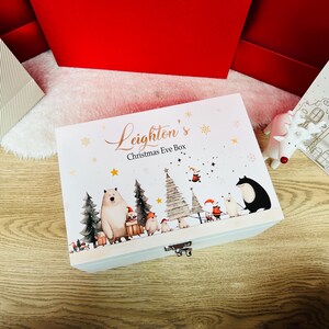 Caja de Nochebuena con animales del bosque: recuerdo de la tradición navideña, cesta para la noche antes de Navidad para niños, bebés, niños pequeños, regalo familiar, 1.º