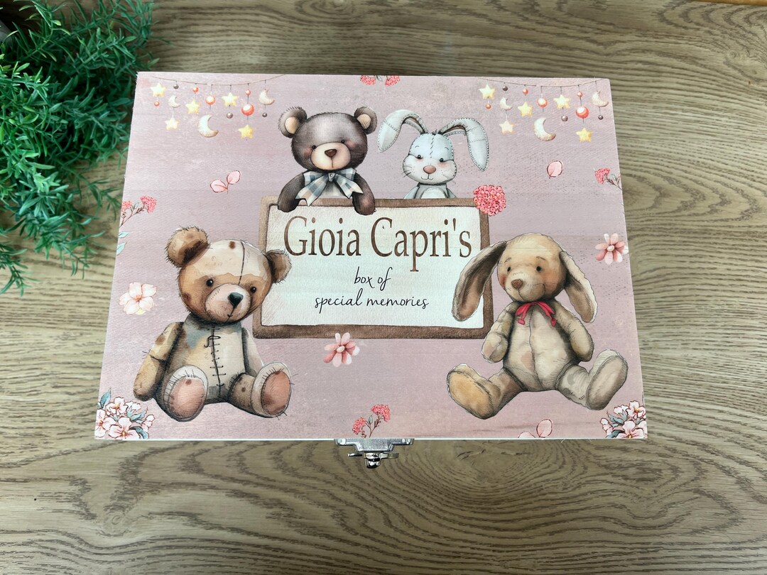 Pink Baby Memory Box, Personalised Keepsake Box, Christening Gift, New ...