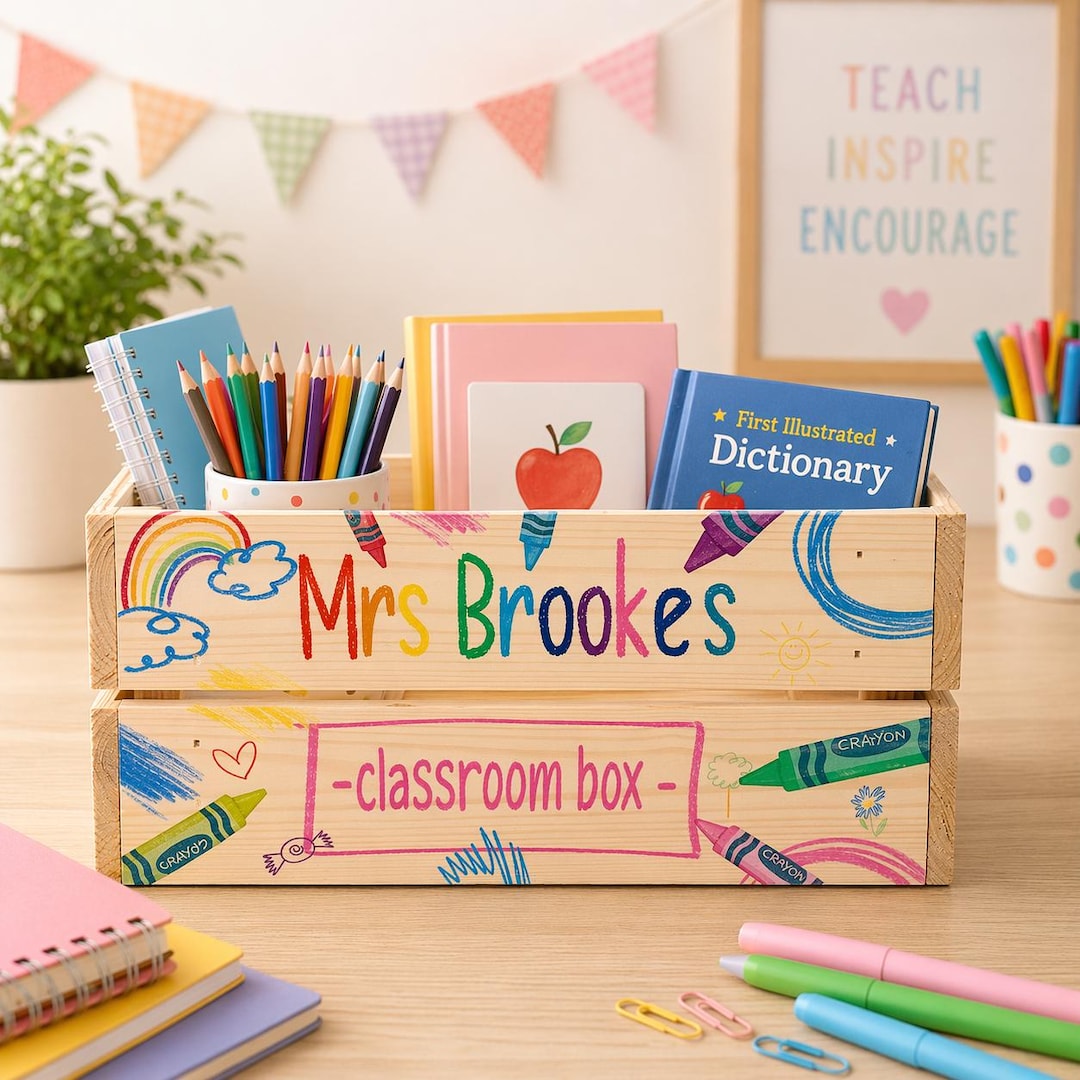 Personalised Teacher Crate, Thank You Teacher Gift, Homework Box ...