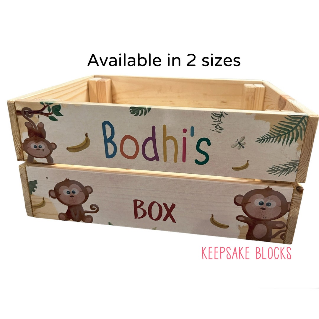 Personalised Monkey Book Crate Toy Teddy Baby Gift Kids Photo Inspiration