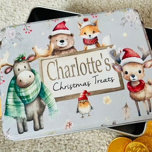 Personalised Christmas tin, Christmas box, Christmas treats, Xmas box, Xmas tin, biscuits, treat tin, boy gift, girl gift, Christmas cookies