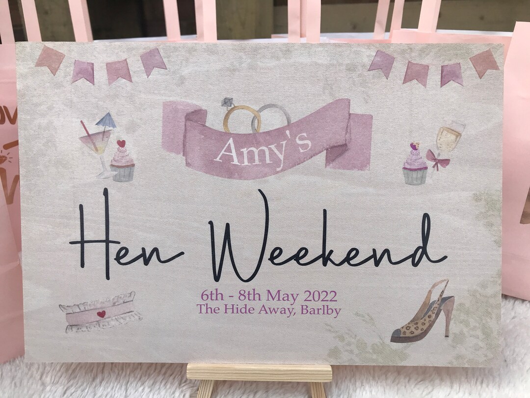 Hen Party Welcome Sign And Easel Stag Do Welcome Sign Hen Etsy UK