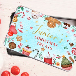 Personalised Christmas tin, biscuits, treat tin, gift for her, gift for him, Christmas Eve, Xmas gift, Mum gift, Dad gift, Christmas Eve box