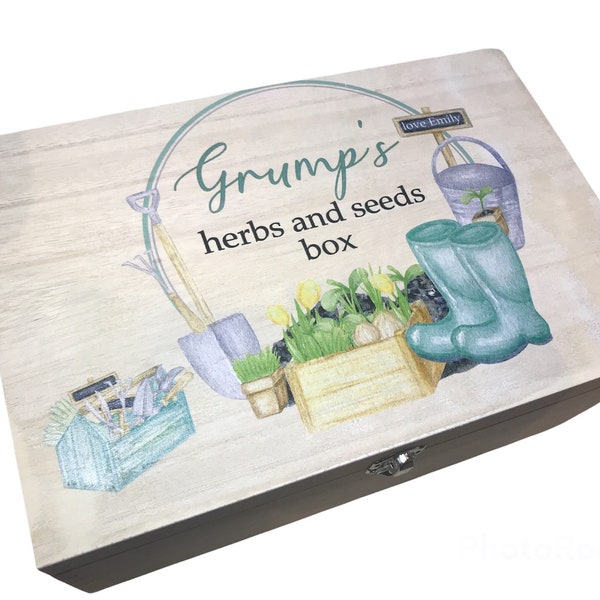 Personalised gardeners gift, Garden box, garden tools, garden accessories, herb box, seed box, Grandparent gift, Dad gift, Mum gift, garden