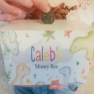 Personalised kids money box, money bank, holiday gift, older child gift, kids birthday, teenager gift, boys gift, girls gift, dinosaurs
