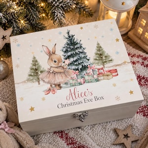 Conejito de Navidad, Caja de Nochebuena, Caja de Madera Navideña, Tradición Familiar, Recuerdo, Regalo de Papá Noel, Nochebuena, para Niños, niña