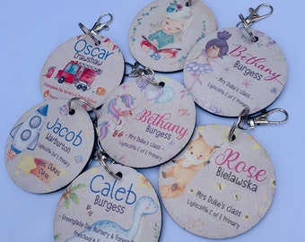 Book bag tag | backpack tag| name keyring | Back to school | starting school gift | luggage tag | nursery name tag | school bag tag |