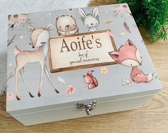 Set Of 3 Keepsake Boxes – For First Tooth, First Curl & Precious Things, Baby Shower Or Christening Gift, White With Silver Bunny Design-918642
