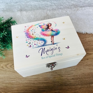 Rainbow Ballerina memory box, keepsake, medals, dancer, baby, dance, child gift, birthday, ballet, toddler, teenager, Christening, newborn