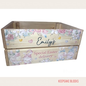 Personalised Easter box, Easter crate, Gnomes, Easter gift, kids Easter gift, Easter present, Easter eggs, Easter, Gonks, Easter Gnomes