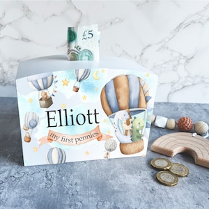 Personalised kids money box, money bank, Christening gift, new baby, newborn, kids birthday, toddler gift, boys gift, girls gift, keepsake
