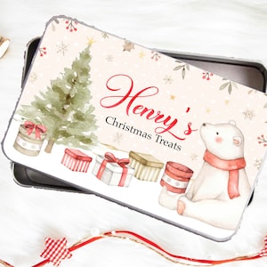 Personalised Christmas tin, biscuits, treat tin, gift for her, gift for him, Christmas Eve, Xmas gift, Mum gift, Dad gift, Christmas Eve box