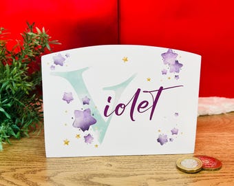 Hucha personalizada para niños, hucha, regalo de vacaciones, regalo para niños mayores, cumpleaños de niños, regalo para adolescentes, regalo para niños, regalo para niñas, estrellas, inicial