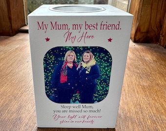 Memorial candle holder, family loss, photo memorial, keepsake, Mum, Dad, Grandparent, sympathy, never forget, gone but not forgotten, light