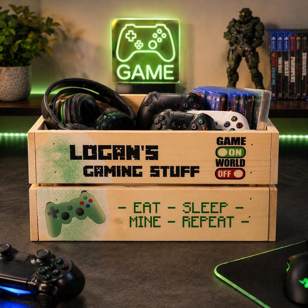 Personalised Gaming Crate, Gaming Box, Gaming Present, Teenage Gift ...