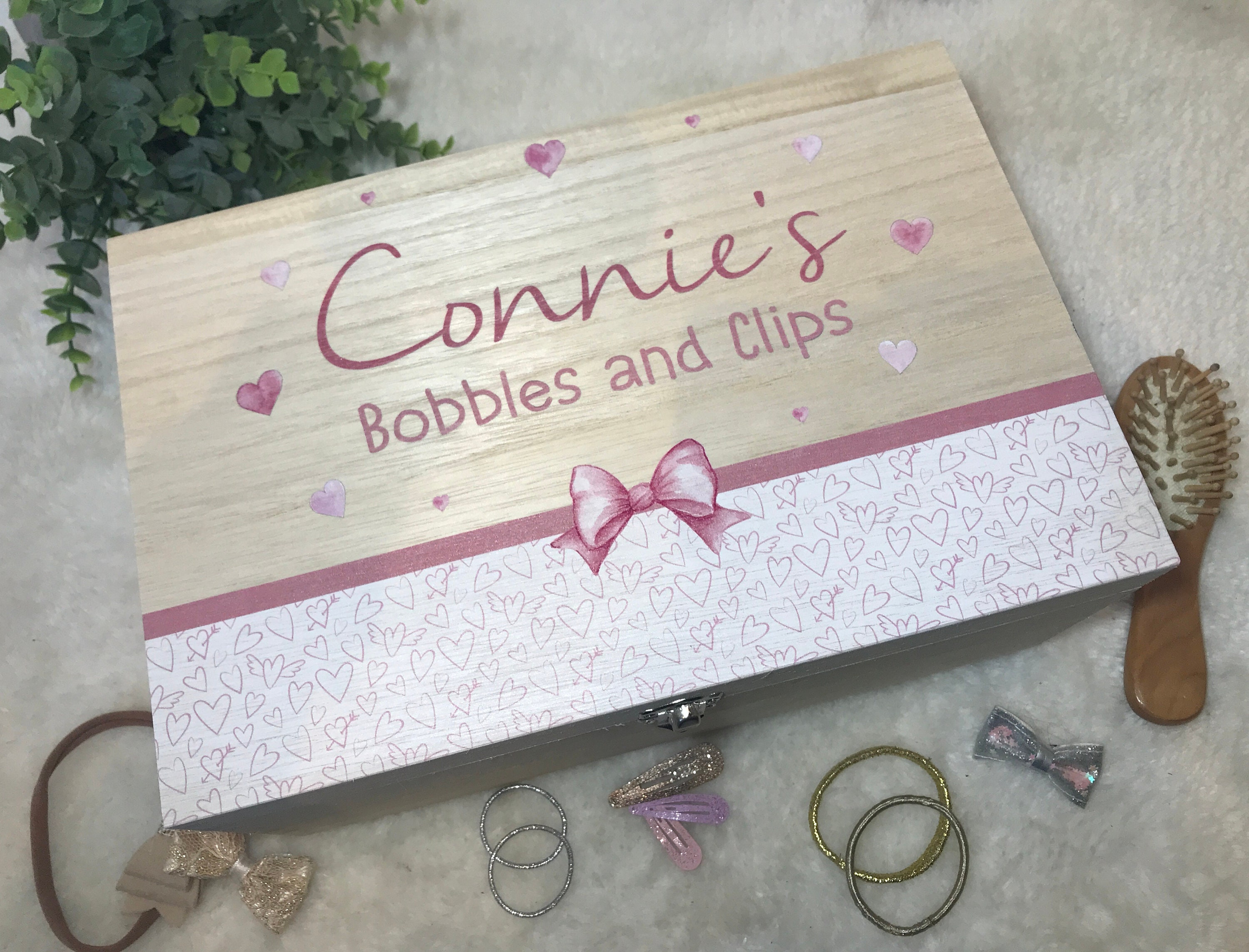 Personalised Wooden Hair Accessories Box Hair Clips and Bows Etsy