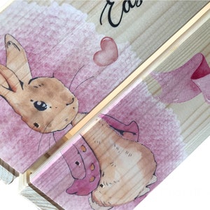 Personalised book box, book crate, rabbit, new baby gift, kids gift, christening gift, baby keepsake, child's birthday, bunny, kids present image 9