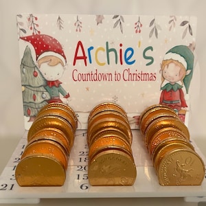 Chocolate coin advent calendar, personalised advent calendar, chocolate calendar, Christmas calendar, Christmas countdown, Xmas gift for kid