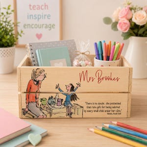 Personalised teacher crate, teacher gift, classroom box, keepsake, school, nursery, childminder, teaching assistant, books