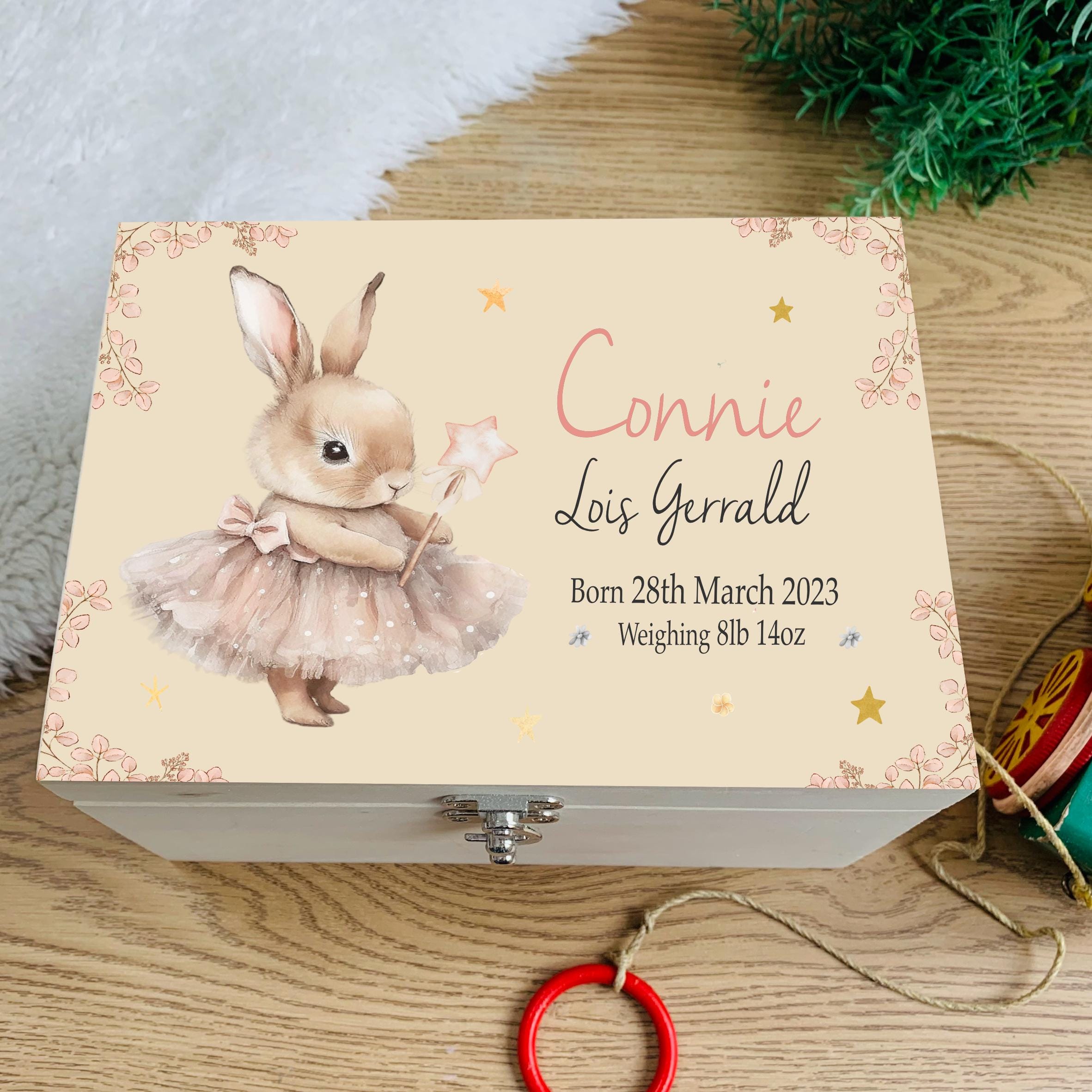 Personalised Ballerina Bunny Memory Box, Keepsake, Medals, Dancer, Baby ...