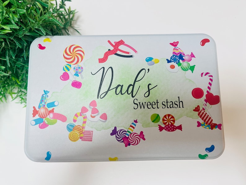 Personalised sweet Tin, sweeties, treat, girlfriend, Valentines, gift for her, him, Mother's Day, Father's Day, Mum, Dad Green