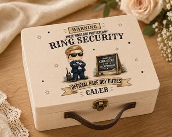 Personalised Ring Security Box, Page Boy Suitcase, Ring Bearer Box, Funny Wedding, Ring Holder, Keepsake Box, Custom, Pageboy Gift, Best man