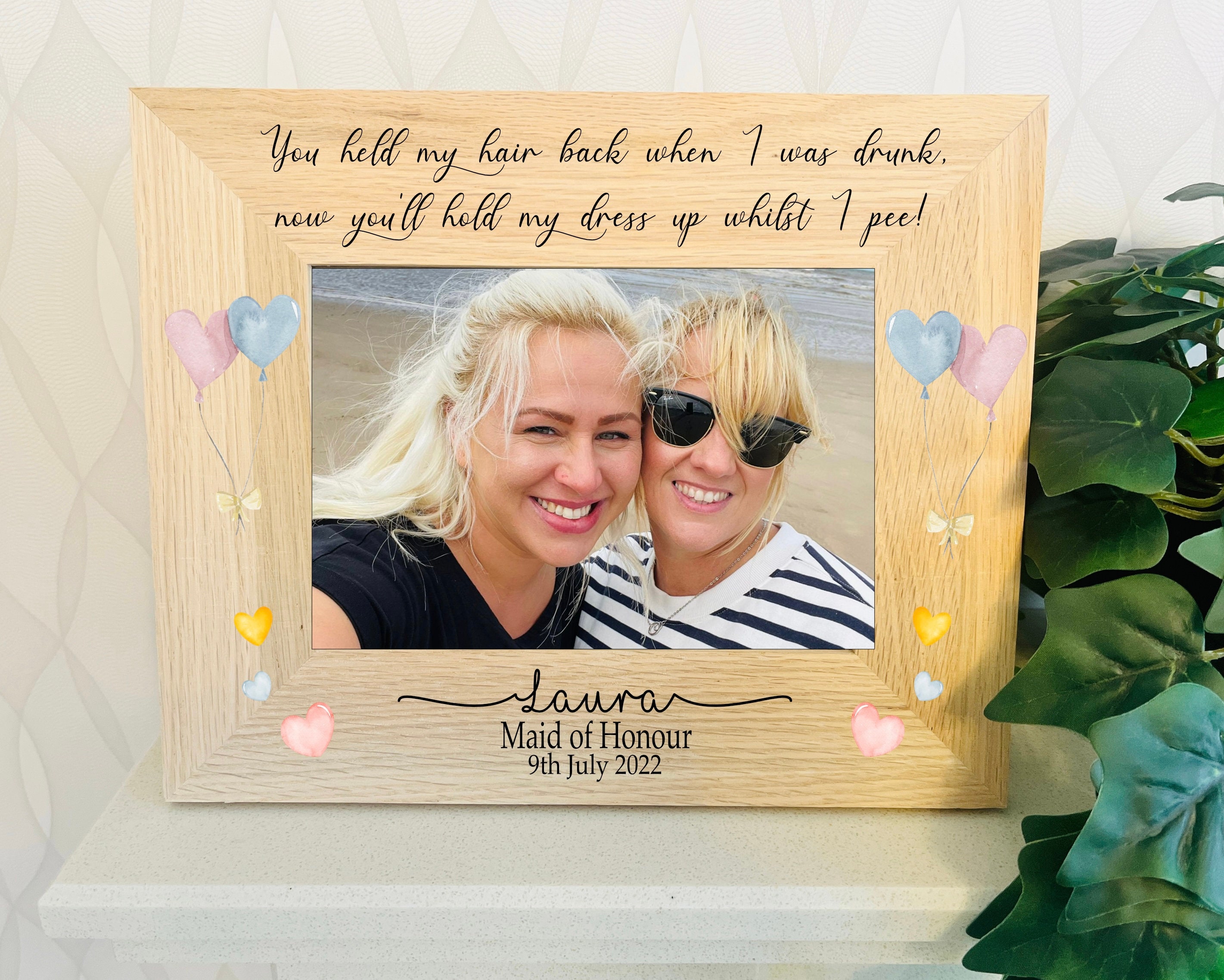 Cornice portafoto personalizzata in rovere massello per damigella d'onore, matrimonio, tangente, damigella d'onore, proposta, regalo per damigella d' onore - Italia