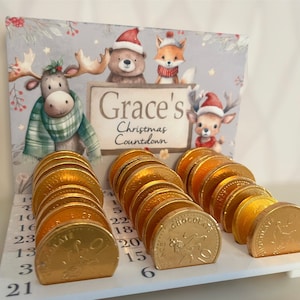 Chocolate coin advent calendar, personalised advent calendar, chocolate calendar, Christmas calendar, Christmas countdown, Xmas gift for kid
