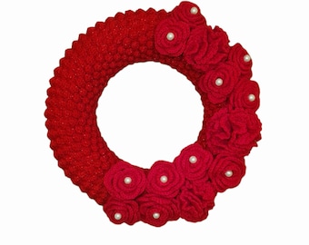Schema per ghirlanda di San Valentino all'uncinetto - Rose rosse